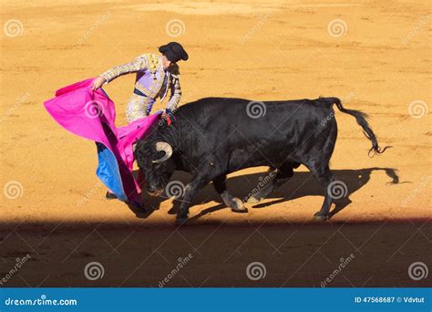 Seville - May 16: Spanish Torero is Performing a Bullfight at Th ...