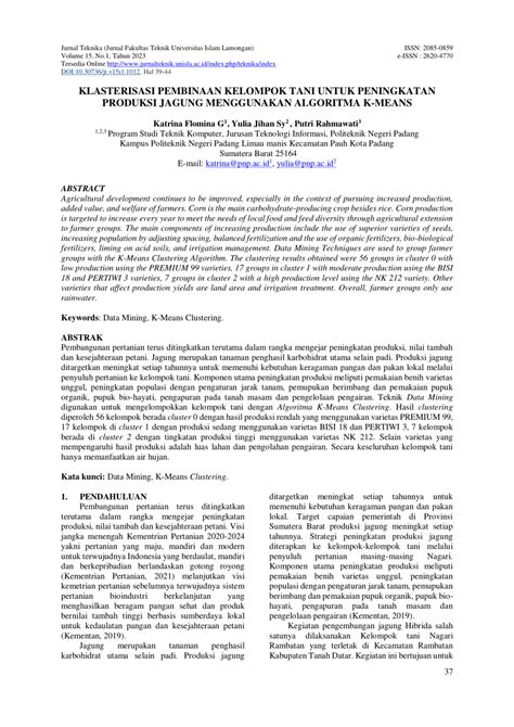 Pdf Implementasi Algoritma K Means Terhadap Pengelompokan Pembinaan