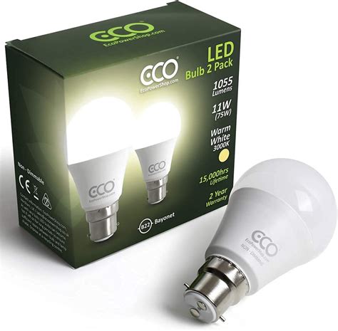 ECO 2 Pin B22 Bayonet Light Bulbs Energy Saving 11W LED 1055 Lumens