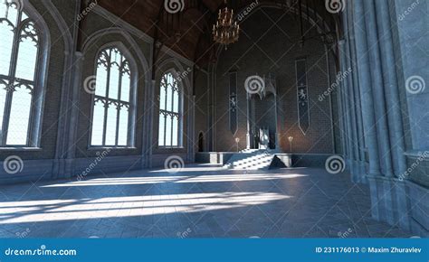 Fantasy Medieval Throne Room in the Castle 3d Illustration Stock ...