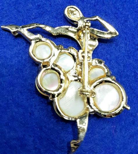 Mother Of Pearl Ballerina Brooch Gold Toned Iride Gem