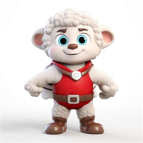 Premium Photo | Super Hero Happy Sheep Cartoon Character In Pixar Style