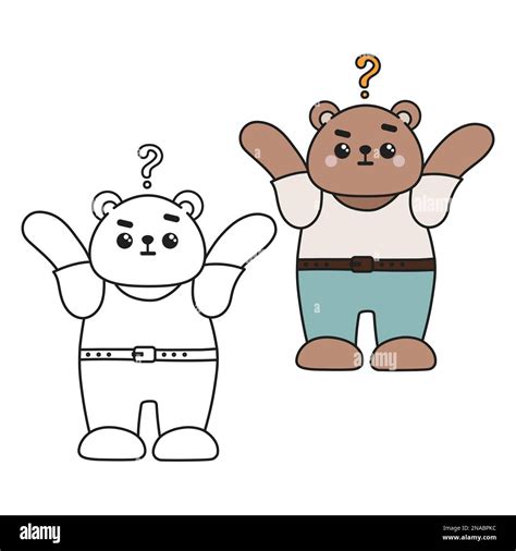 Teddy Bear Black And White Outline Illustration Stock Vector Image