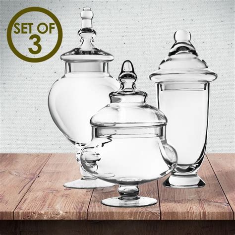 Glass Apothecary Candy Buffet Jar Set Of 3 H 10 14 75 22