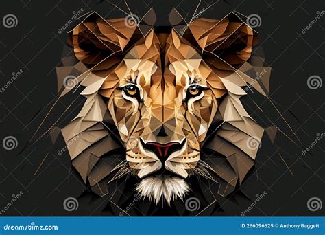 Geometric lion head stock illustration. Illustration of orange - 266096625