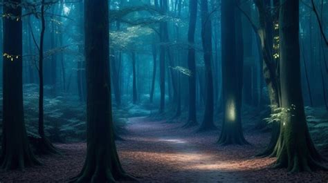 Premium AI Image | This mystical forest is known for its blue