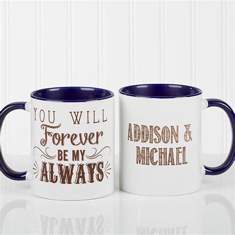 Romantic Personalized Coffee Mugs - Love Quotes - Blue