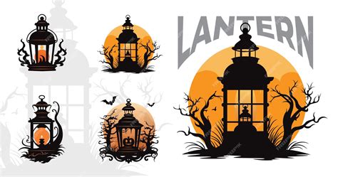 Premium Vector | Lantern silhouette halloween icon set lantern icon for ...