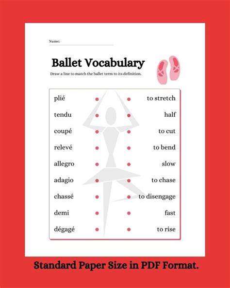 Ballet Vocabulary Worksheet Etsy