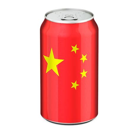 Premium Photo Chinese Flag Painted On The Drink Metallic Can 3D Rendering