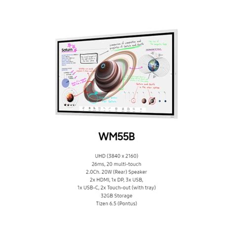 Samsung 55" LH55WMB-WBGC WMB (WM55B) Flip Pro Interactive Digital ...