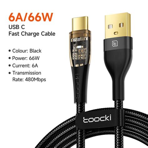 Toocki 6a 66วัตต์ Usb Type C เคเบิ้ลสำหรับหัวเว่ย P50เกียรติซัมซุง S10