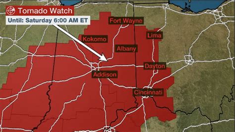 New A Tornado Watch Has Been Issued For Portions Of Eastern Indiana Western Ohio And Northern