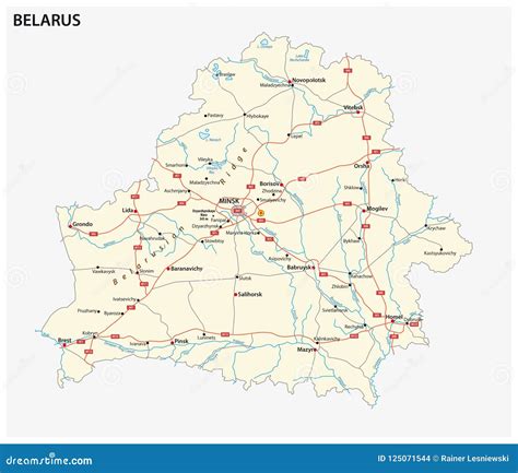 Vector Road Map Of The Republic Of Belarus Stock Vector Illustration Of Navigational Europe