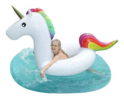 Unicornio Gigante Salvavidas Inflable Para Alberca W1026 Meses Sin