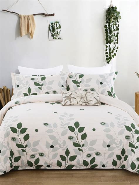 Set Colcha Sin Relleno Con Estampado De Hoja Moda De Mujer Duvet