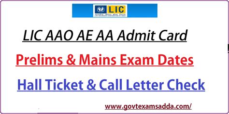 Lic Aao Ae Admit Card 2023 Mains Hall Ticket Link