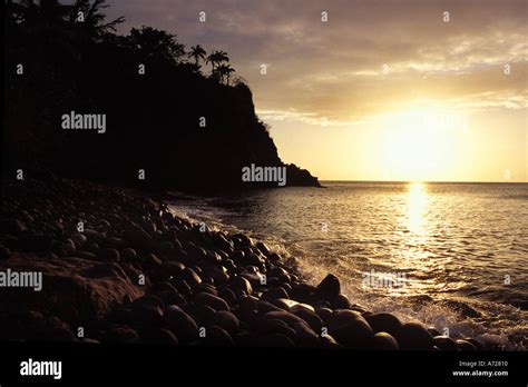 Montserrat Sunset Woodlands Beach Stock Photo Alamy