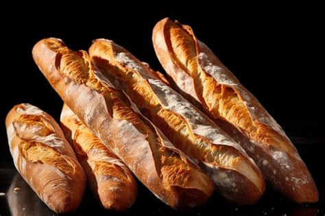 Premium Photo Freshly Baked Baguettes And Bread Loaves Stack Closeup