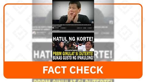 Fact Check No Marcos ‘order To Arrest Ex President Duterte Over Drug