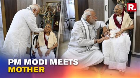 Gujarat News Pm Narendra Modi Meets Mother Heeraben Modi In