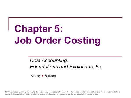 Chapter Job Order Costing Cost Accounting Foundations And