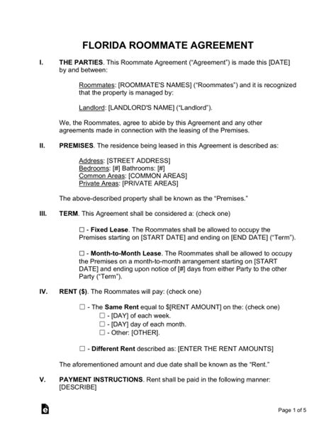 Free Florida Lease Agreement Templates 9 Pdf Word Eforms