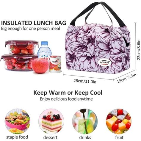 Aosbos Sac Isotherme Femmes Lunch Bag Partable Cabas Thermique Pour