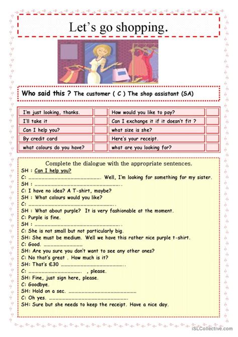 Let S Go Shopping English ESL Worksheets Pdf Doc