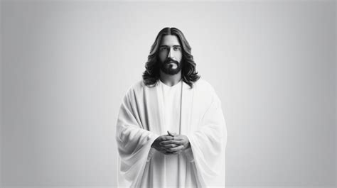 Premium Ai Image A Black And White Photo Of Jesus Standing In Front