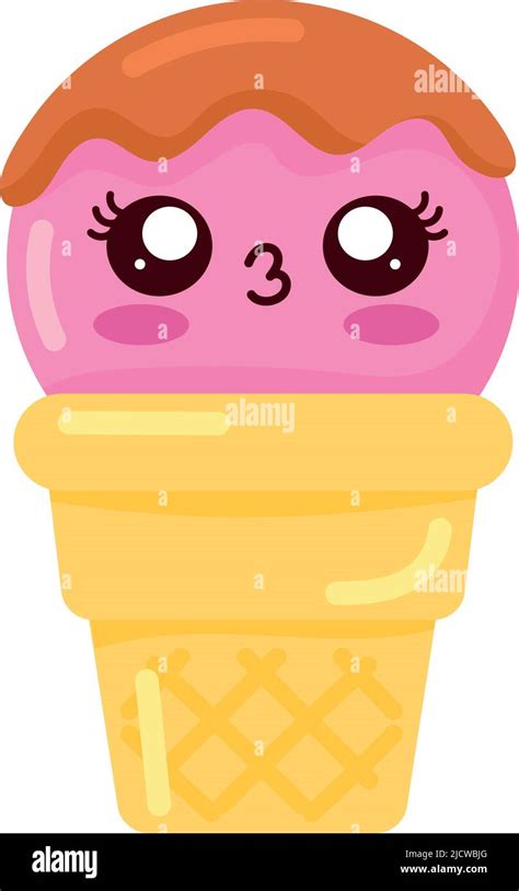 Ice Cream Kawaii Sweet Food Character Stock Vector Image And Art Alamy