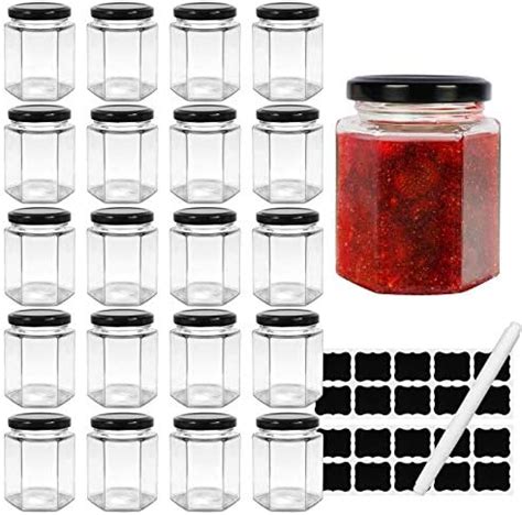 Folinstall Round 8 Oz Airtight Glass Jars With Black Metal Lid Spice