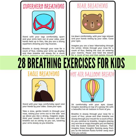 Mindful Breathing Exercises For Kids Printable Cards Childhood101