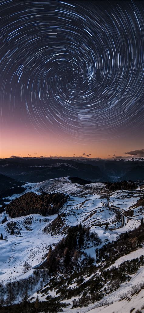 Mountain Vortex Star Trail Iphone X Wallpapers Free Download