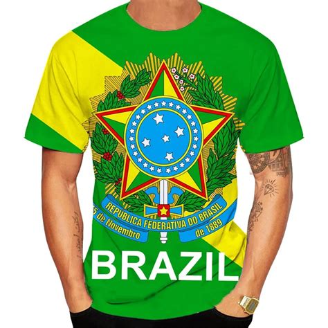 Men S Brasil Bandeira Gr Fico Camiseta D Print Brasil Futebol T Shirt