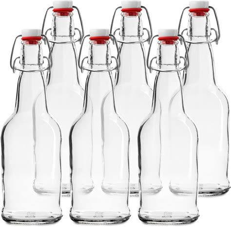 Chef S Star 6 Pack Glass Bottles Airtight Caps And Leak Proof Lids With Flip Top