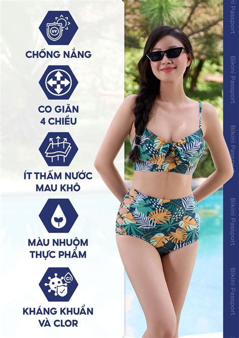 Đồ bơi Nữ BIKINI PASSPORT kiểu Bikini hai mảnh quần đan dây áo nơ cách điệu màu Xanh lá cây