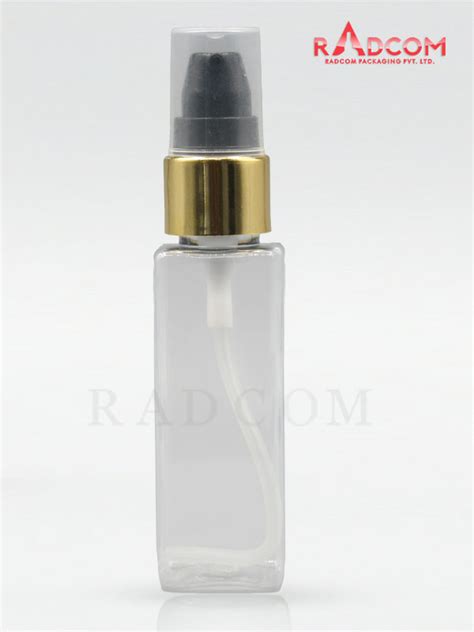 50ML Clear Square Pet Bottle With Black Nozzle Pump With Golden