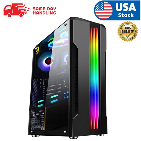 Black RGB light PC Case ATX M-ATX Mid-Tower | Grelly UK