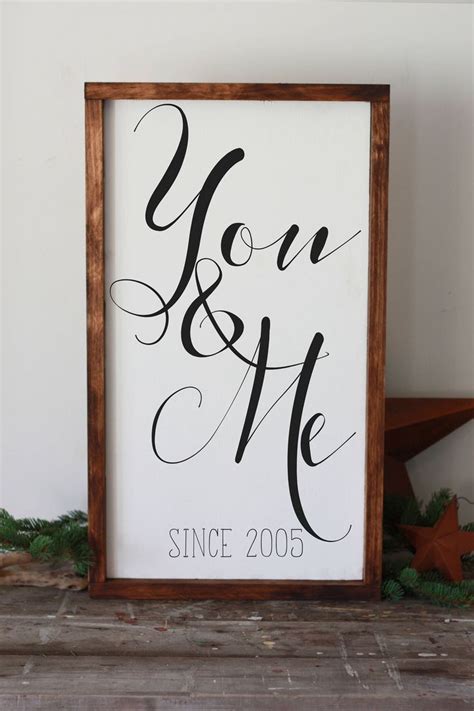 You And Me Sign Personalized Modern Farmhouse Framed Hand Painted