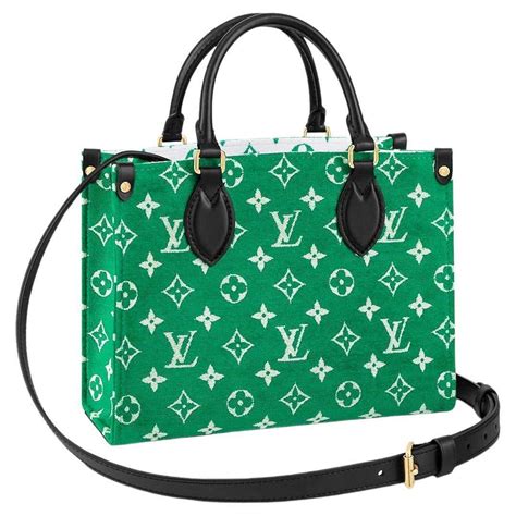 Louis Vuitton Green Monogram Jacquard Velvet On The Go Pm Tote Bag For Sale At 1stdibs