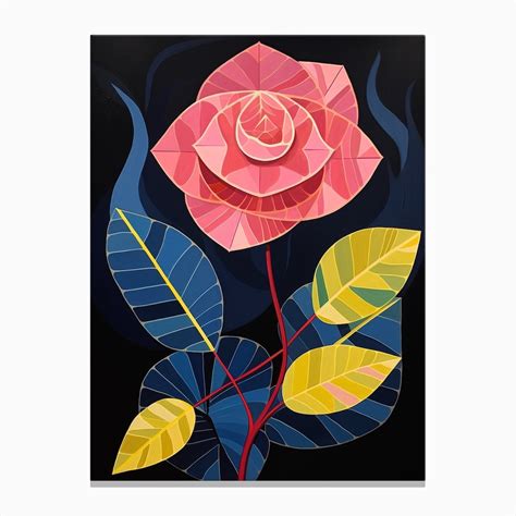 Rose 3 Hilma Af Klint Inspired Flower Illustration Canvas Print By