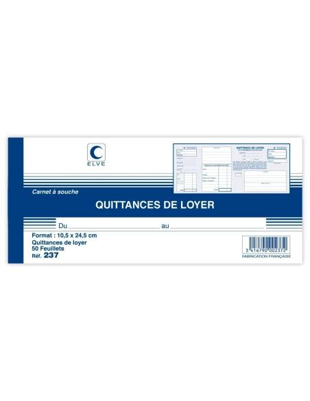 Carnet Souche Quittances De Loyer X Mm Feuillets