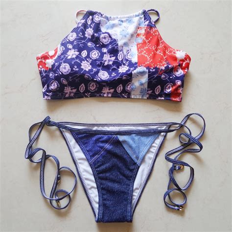 Denim Bikini Two Piece Lit Swimwear