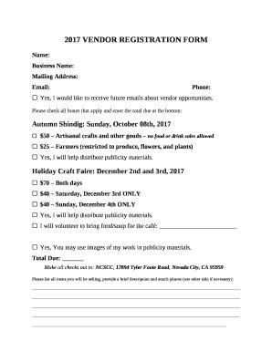 UNHCR Vendor Registration Doc Template PdfFiller