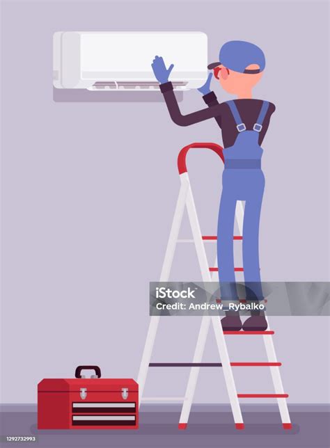 Instalasi Unit Ac Perbaikan Atau Perbaikan Ac Ilustrasi Stok Unduh