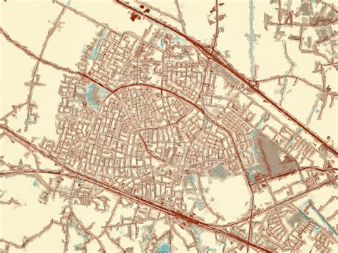 Kaart van Zevenaar in de stijl Blauw Crème van Map Art Studio op