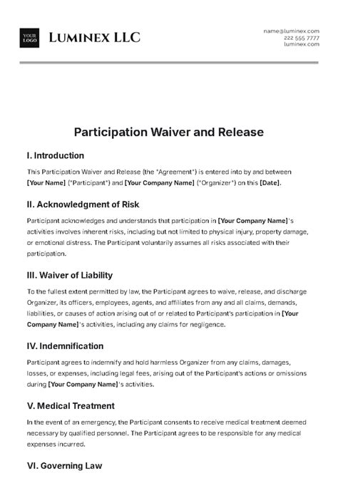 Free Waiver Templates To Edit Online And Print