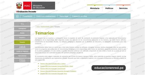 Minedu Temario Para El Examen De Nombramiento Docente 2021 Pdf