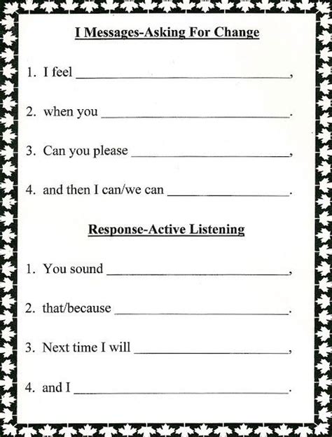 Active Listening Skills Worksheet Gastarchitects